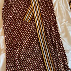 MICHAEL Michael Kors Red and Black Geometric Maxi Skirt